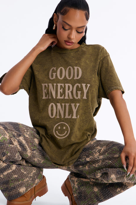 Good Energy Only Washed T-Shirt - Olive