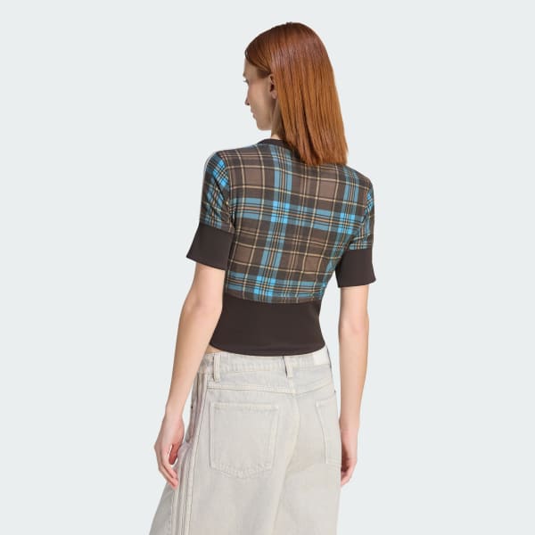 CHECKED V-NECK SHIRT WITH BUTTONS