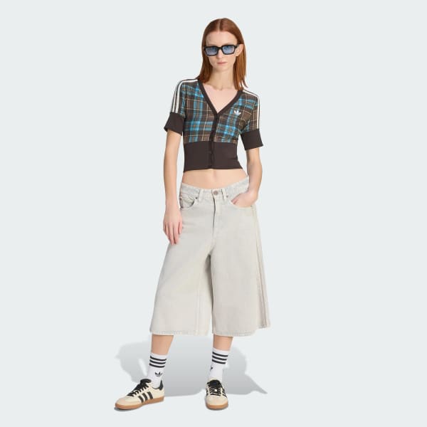 CHECKED V-NECK SHIRT WITH BUTTONS