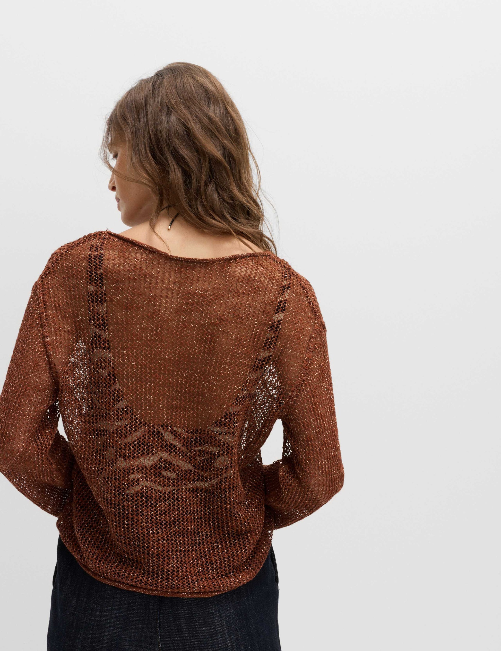 Cotton Blend Metallic Jumper with Linen