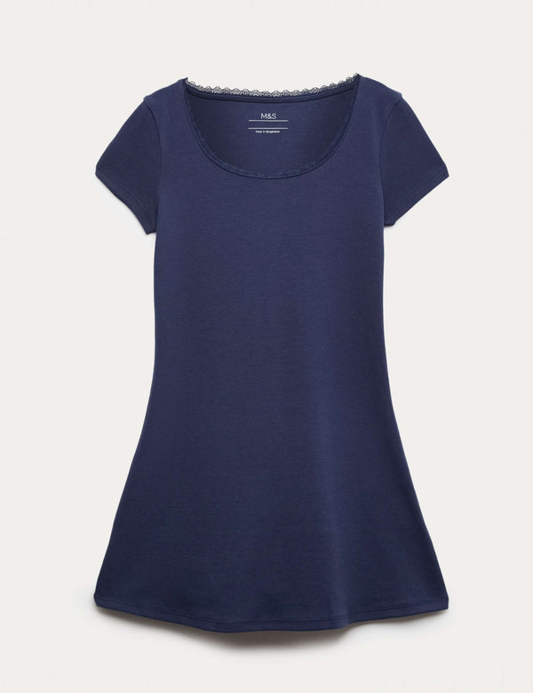 Cotton Rich Lace Trim Dress (6-16 Yrs)