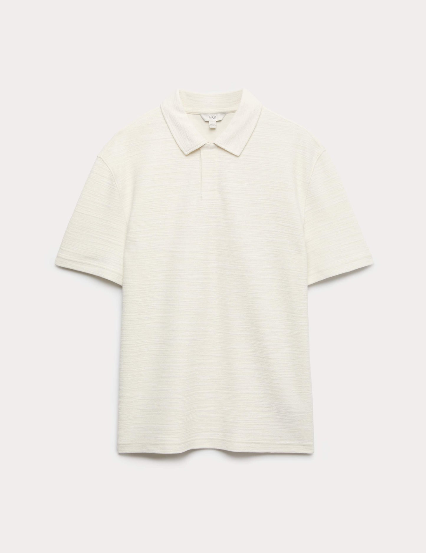 Cotton Rich Notch Neck Boucle Polo Shirt