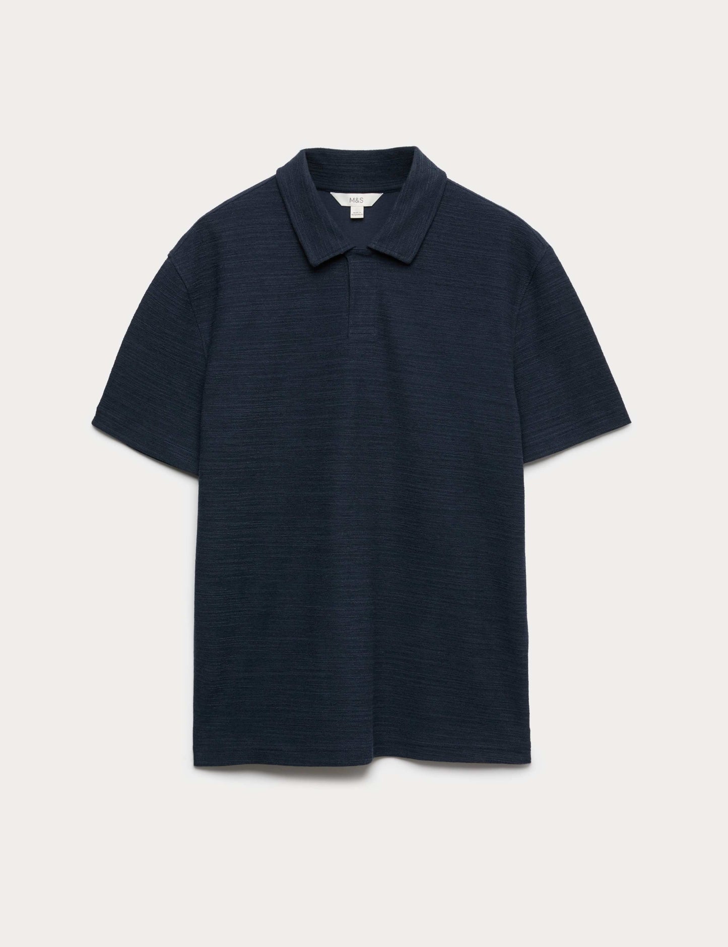 Cotton Rich Notch Neck Boucle Polo Shirt