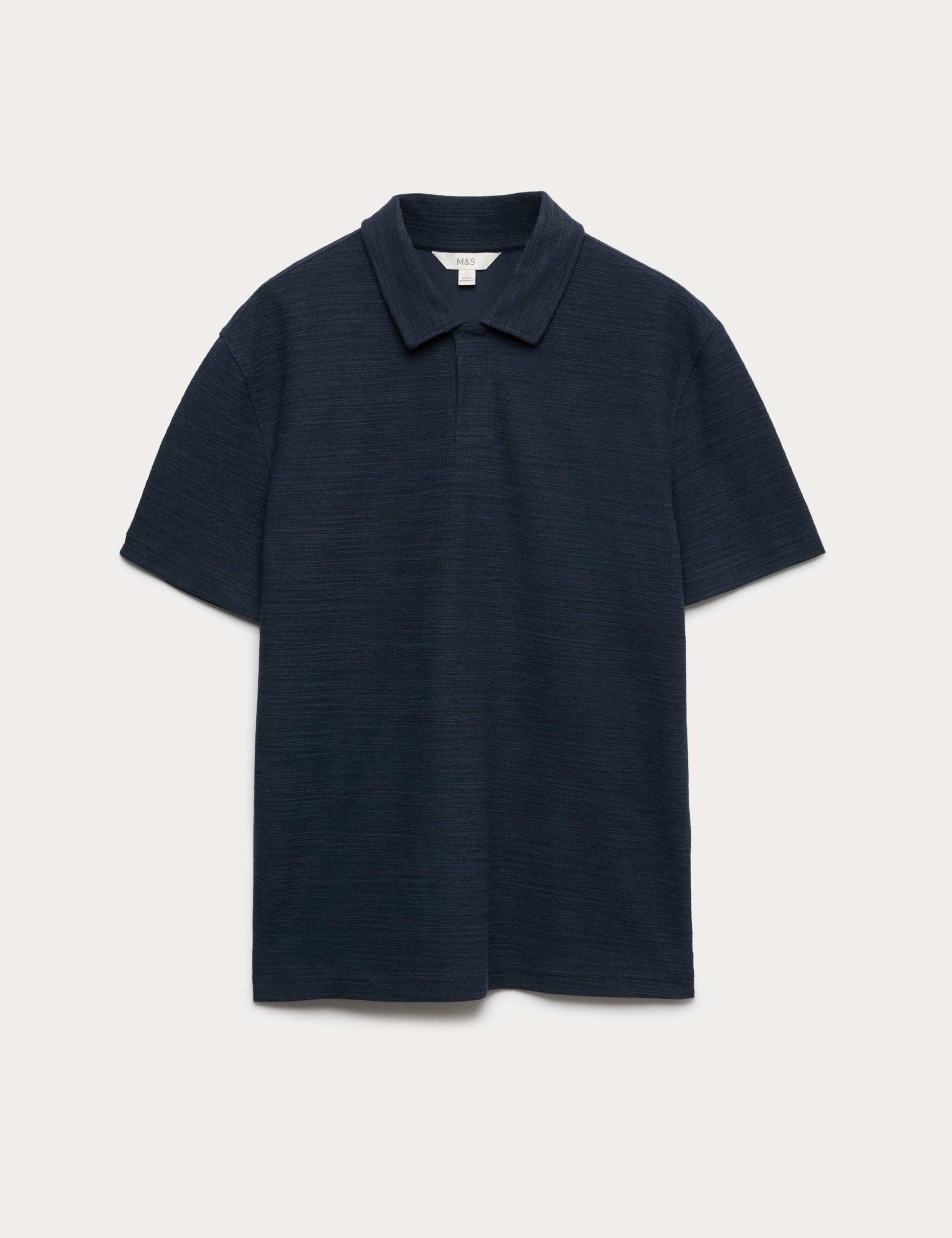 Cotton Rich Notch Neck Boucle Polo Shirt