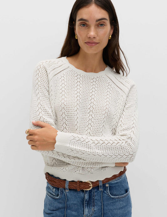 Cotton Rich Pointelle Scallop Edge Jumper