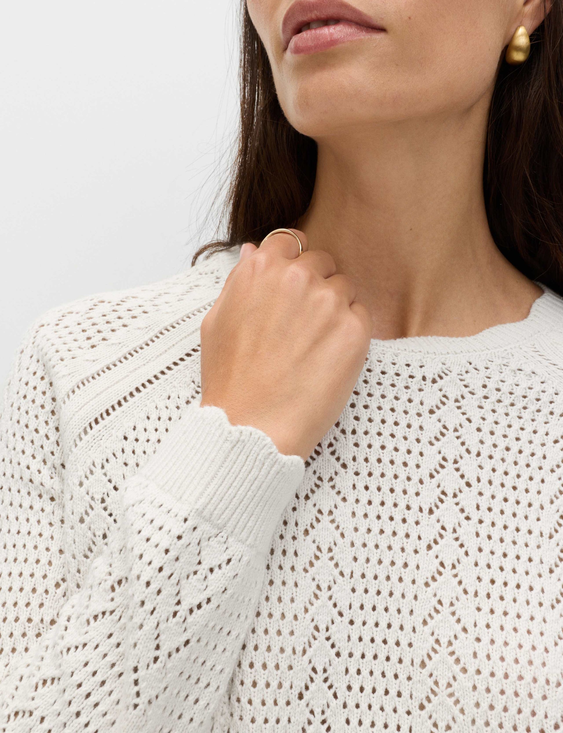 Cotton Rich Pointelle Scallop Edge Jumper