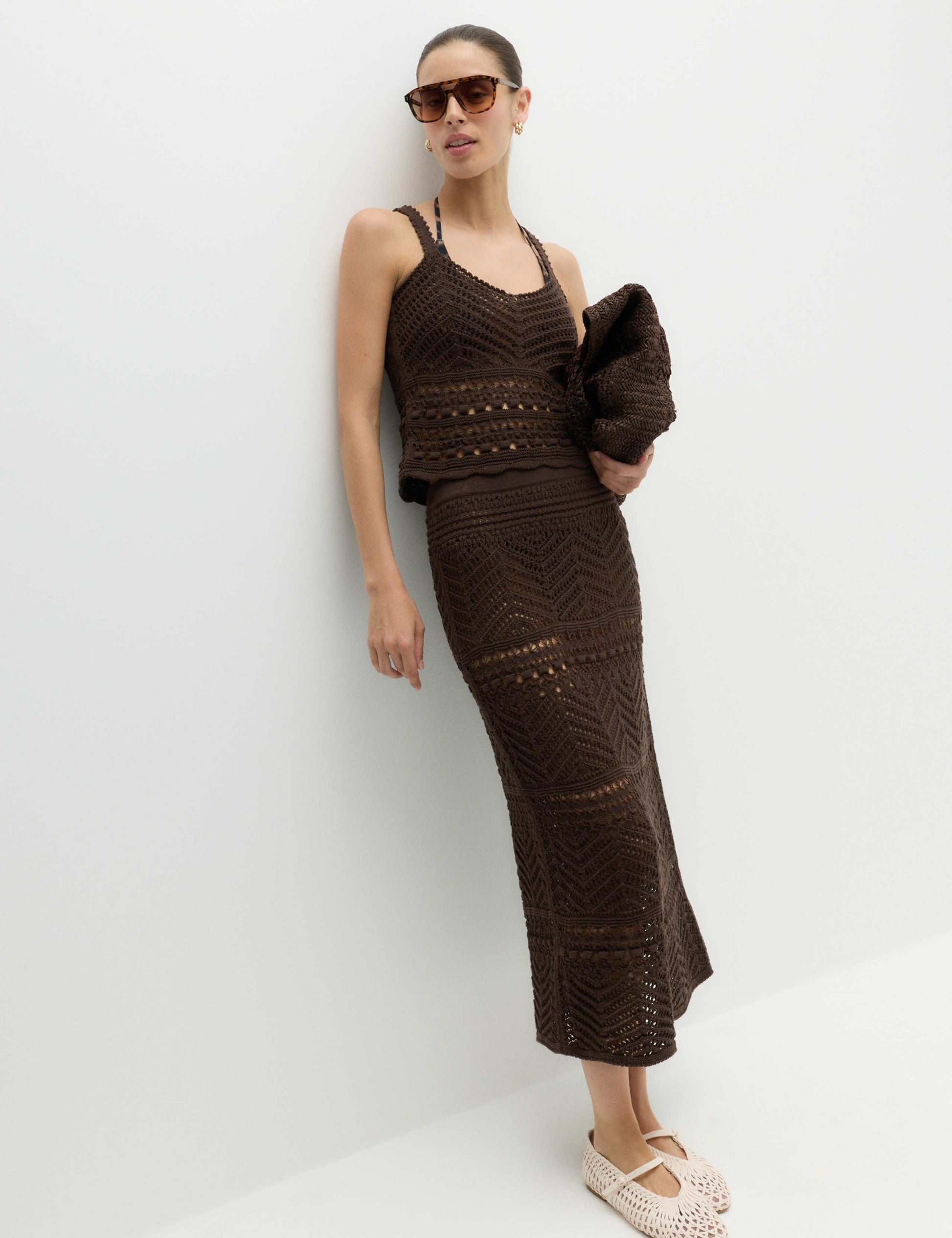 Cotton Rich Pointelle Scallop Edge Knitted Vest