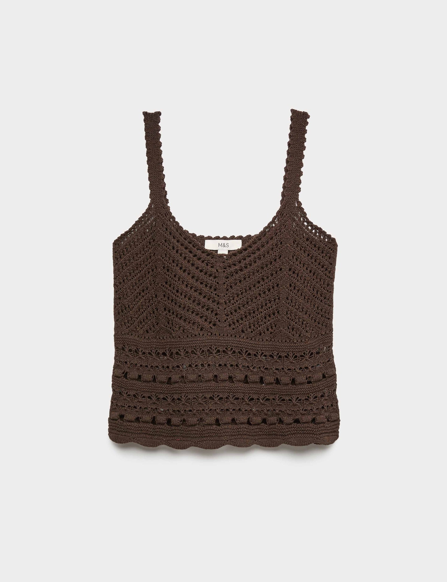 Cotton Rich Pointelle Scallop Edge Knitted Vest