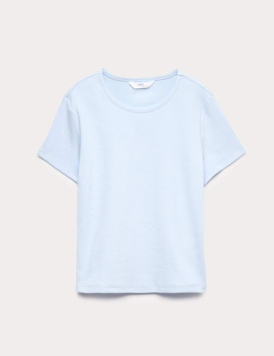 Cotton Rich Ribbed Fitted Crop T-Shirt (6-16 Yrs)