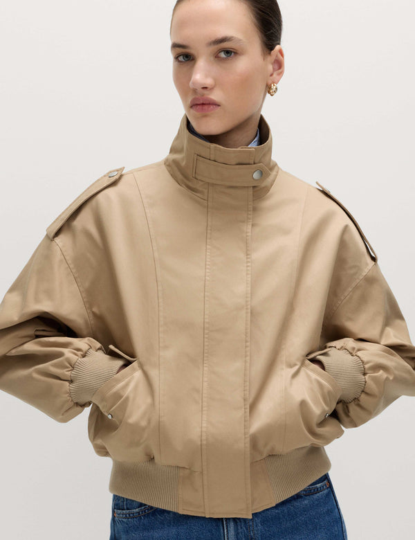 Cotton Rich Satin Look Bomber Jacket