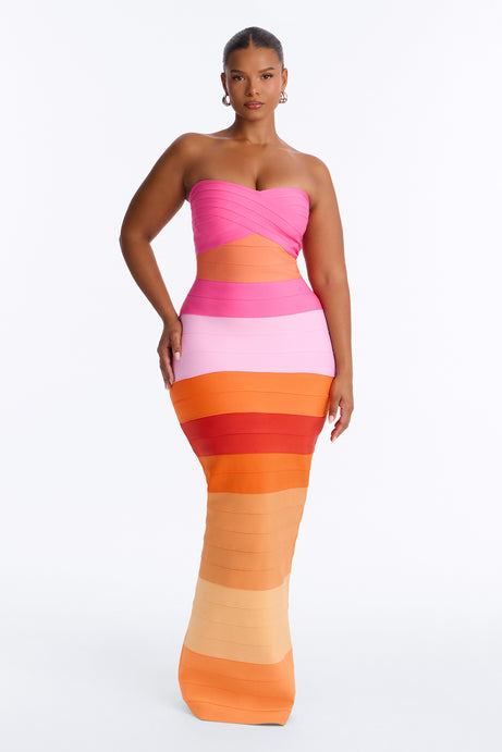 Major Moment Colorblock Bandage Maxi Dress
