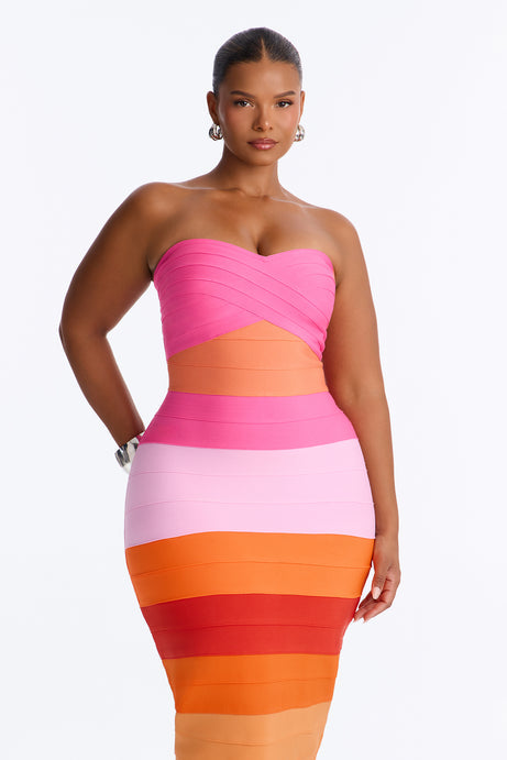 Major Moment Colorblock Bandage Maxi Dress