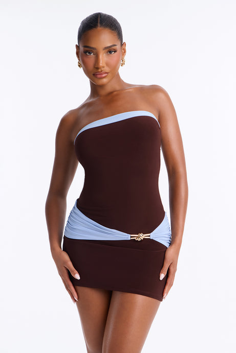 Angelica Contrast Trim Strapless Mini Dress