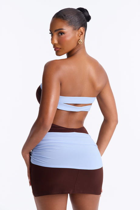 Angelica Contrast Trim Strapless Mini Dress