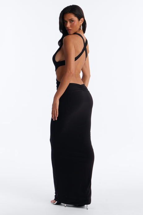 Kaylee Cut Out Backless Maxi Dress - Black
