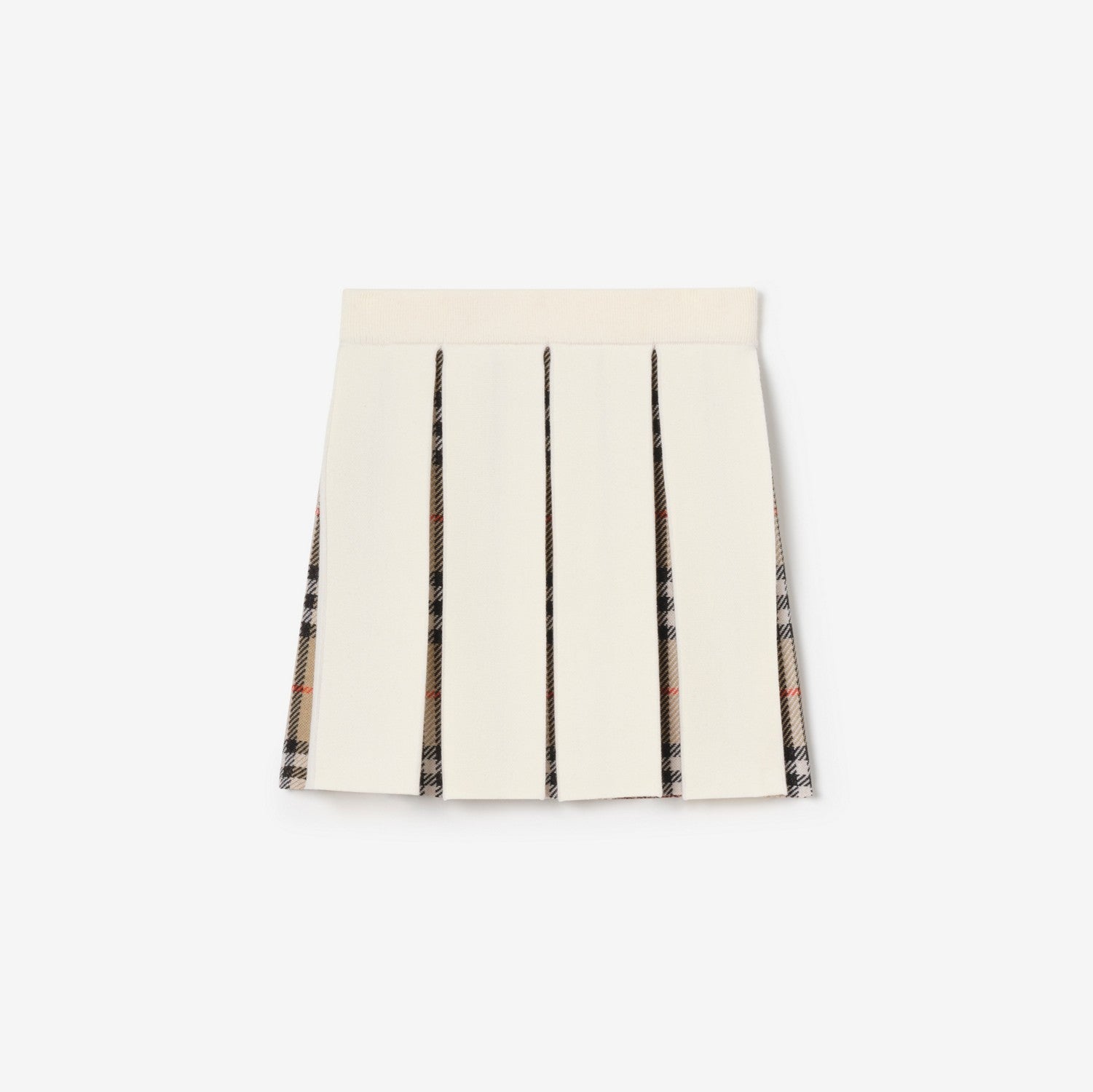 Pleated Check Wool Blend Skirt