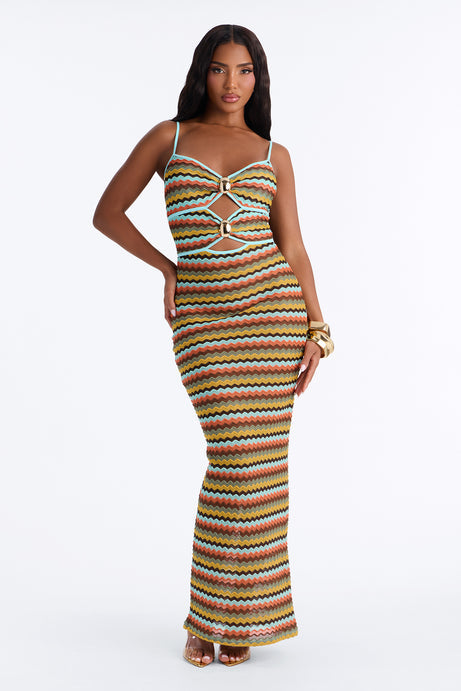 Aria Striped Crochet Maxi Dress