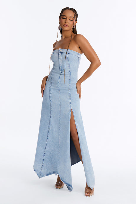 Fashion Killer Strapless Denim Maxi Dress