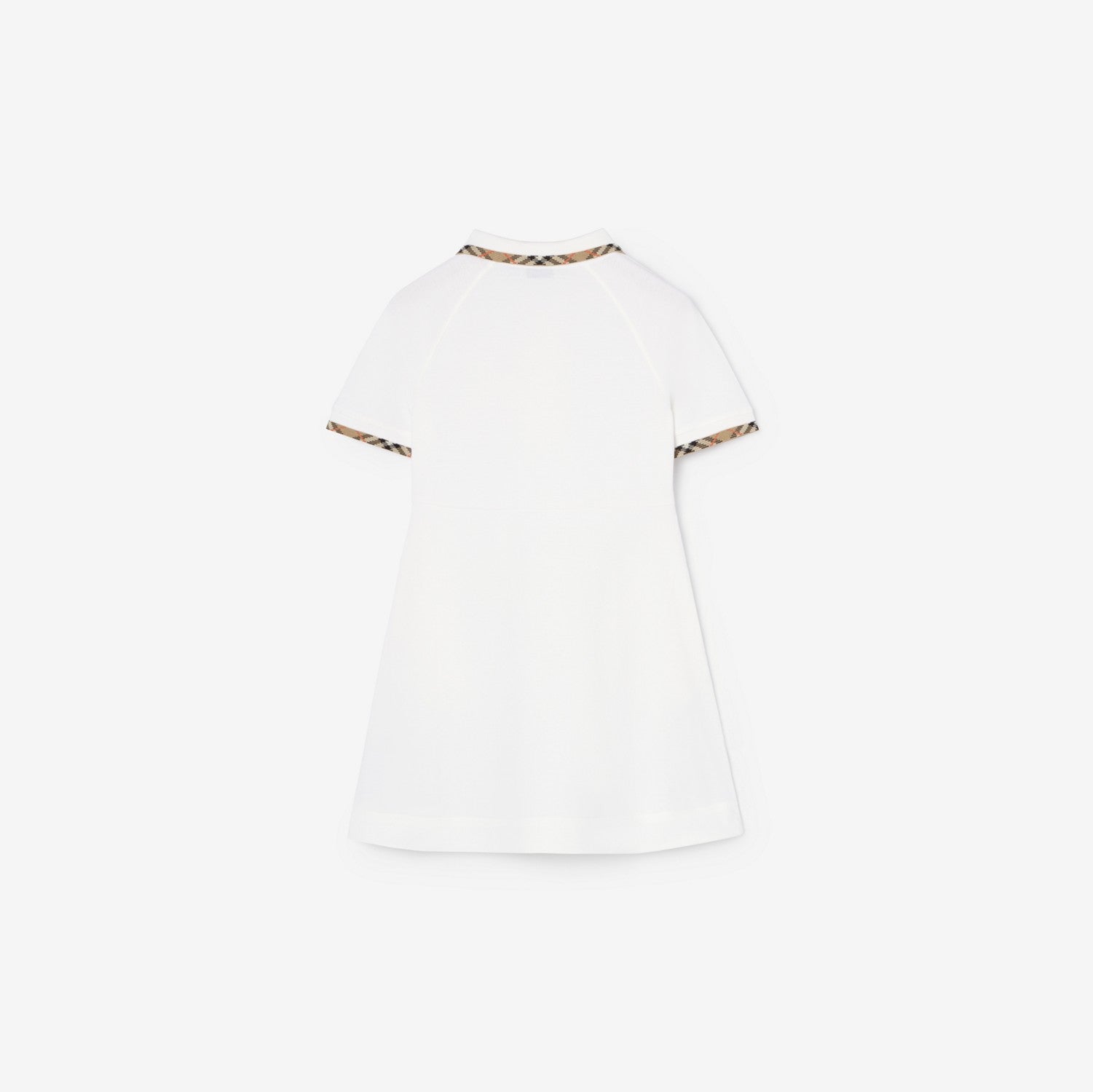 Check Trim Cotton Polo Shirt Dress