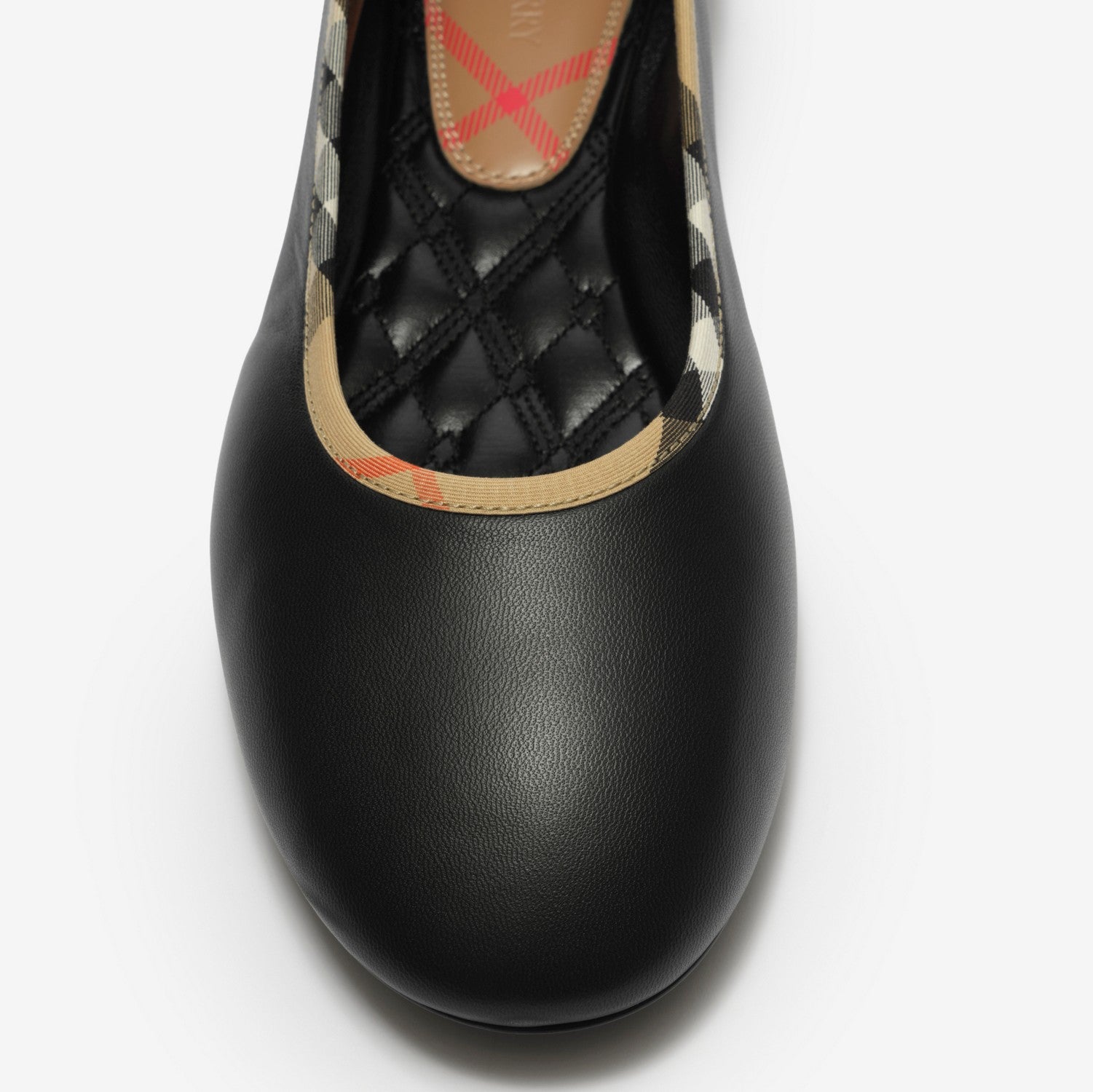 Check Trim Leather Robin Ballerinas