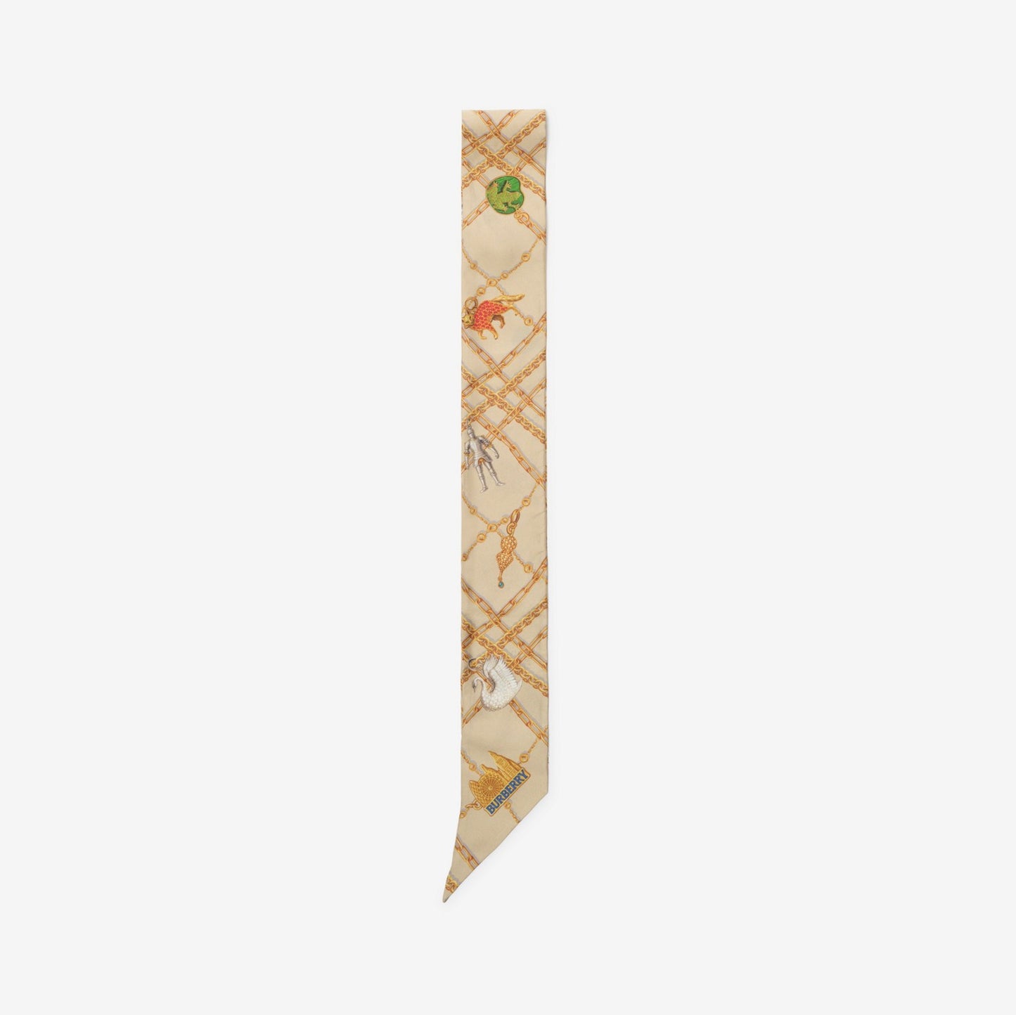 Skinny Check Charm Silk Scarf
