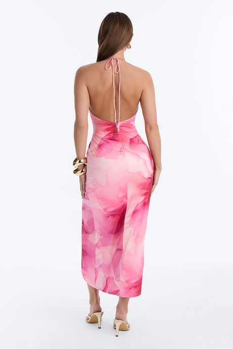 Arlette Halter Floral Midi Dress