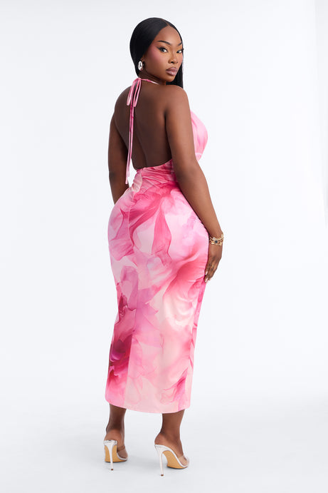 Arlette Halter Floral Midi Dress