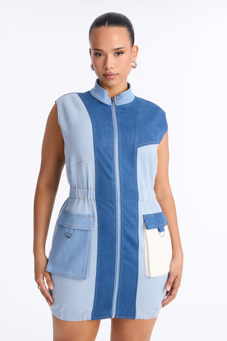 Sonic Vroom Stretch Denim Mini Dress