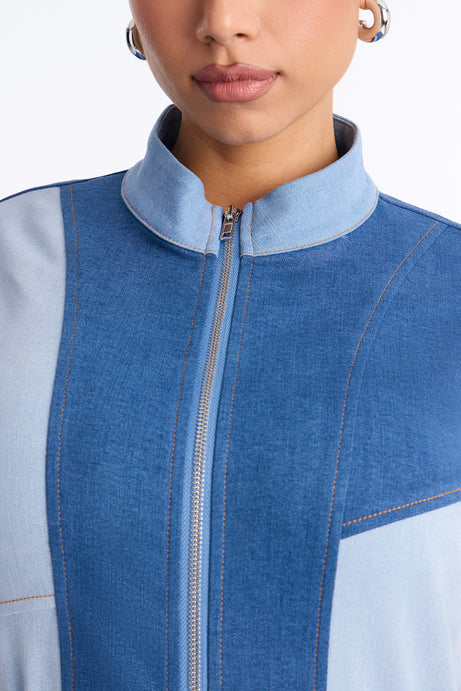 Sonic Vroom Stretch Denim Mini Dress
