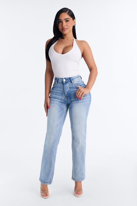 Loz Feliz Slim Fit Ankle Straight Leg Jeans - Light Wash