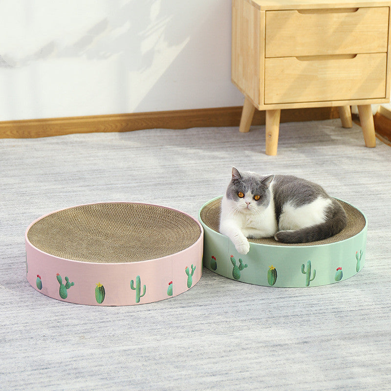 Durable Round Cat Scratch Board Bed and Toy - Interactive Group