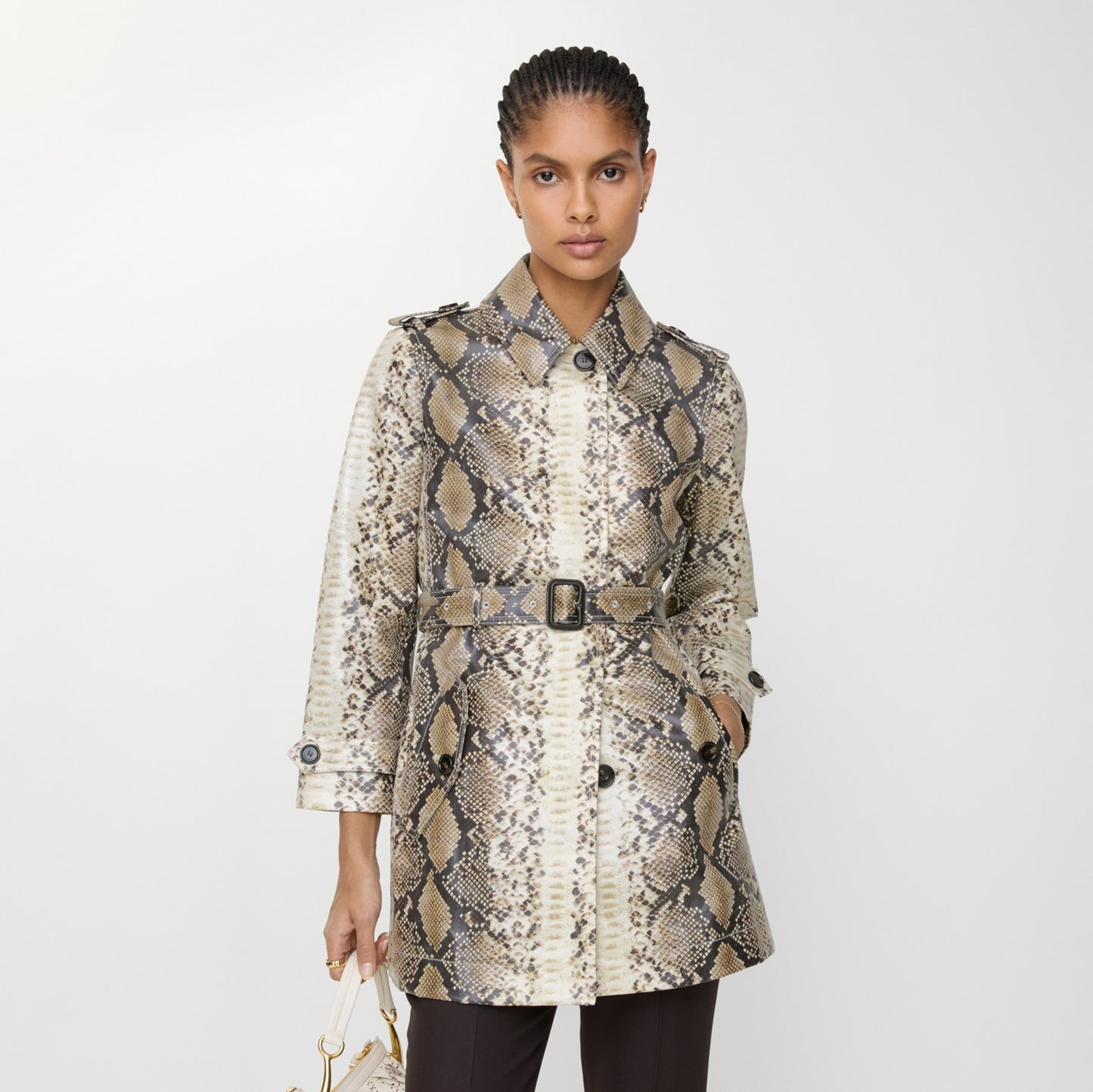 Short Python Print Coated Cotton Stonehaven Car Coat