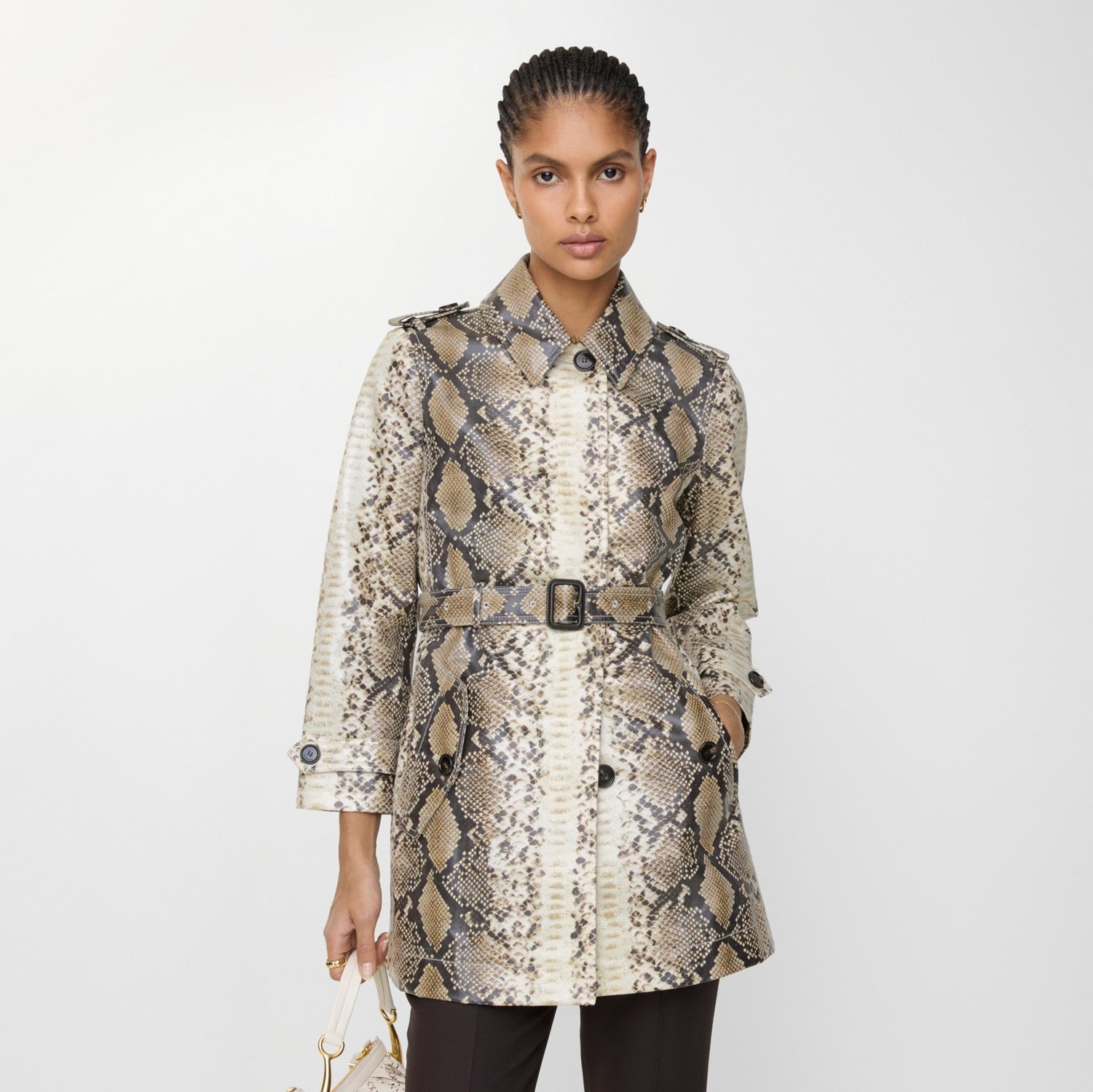 Short Python Print Coated Cotton Stonehaven Car Coat