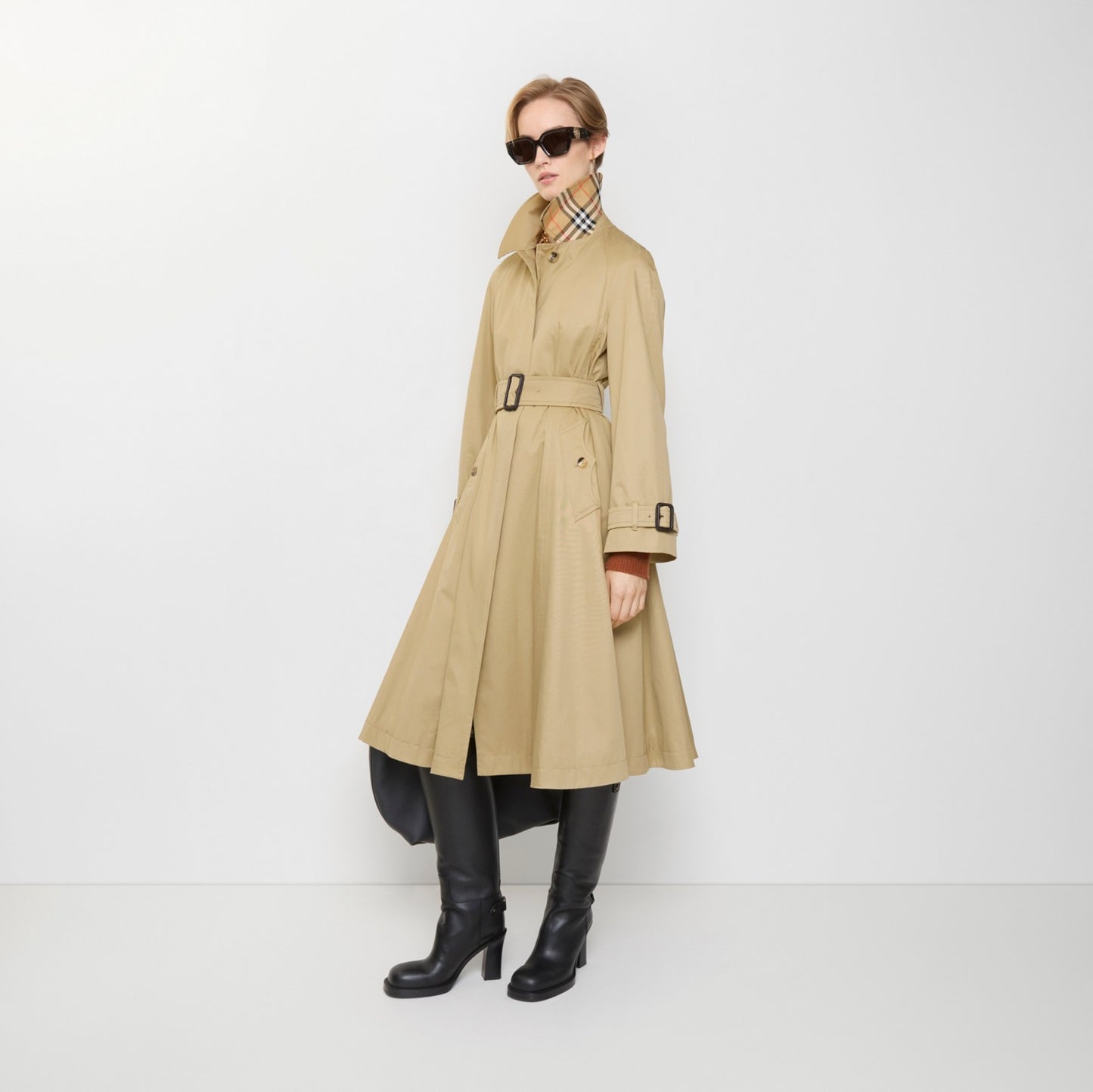 Long Gabardine Ellingham Fit-and-flare Car Coat