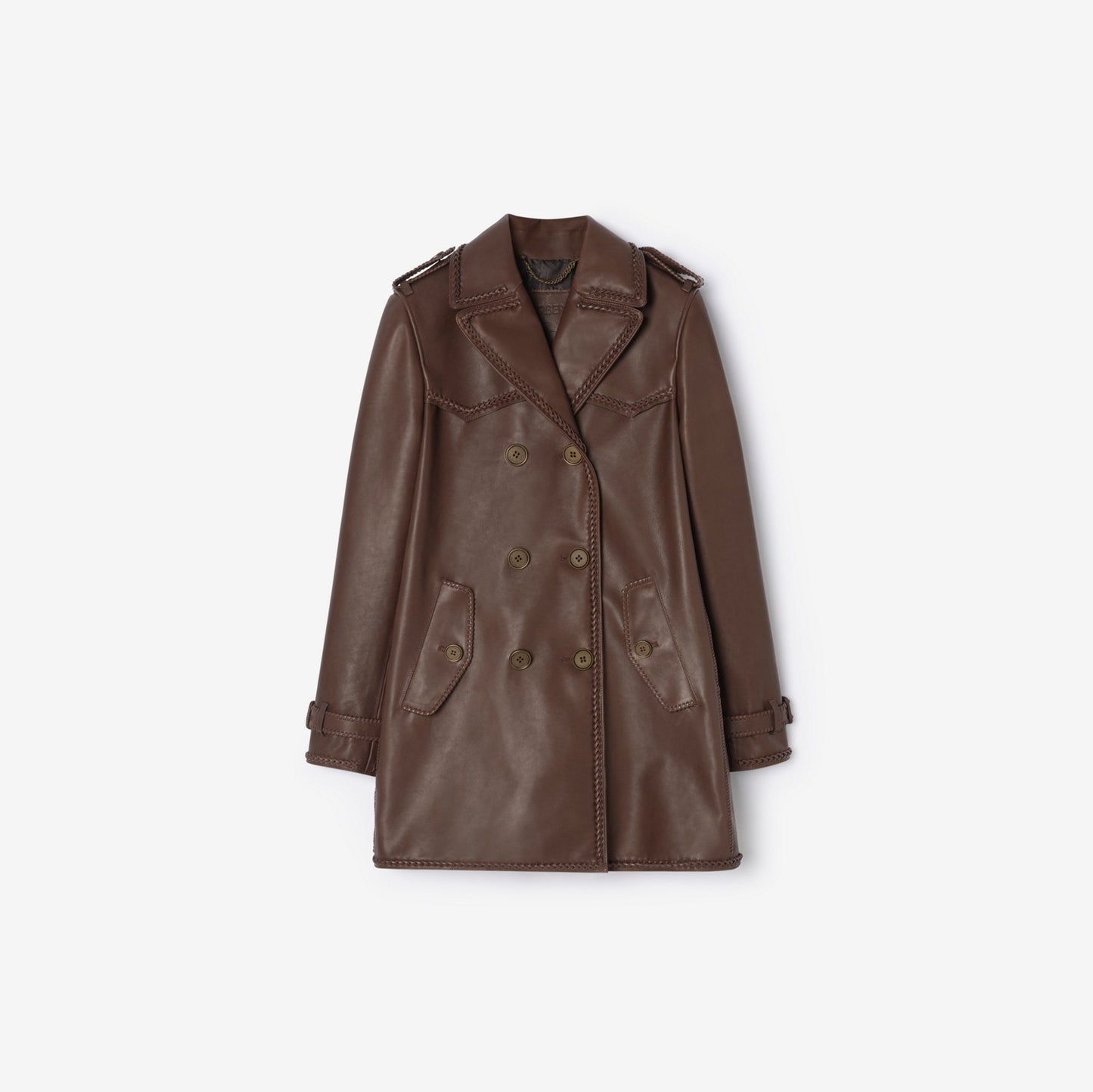 Short Fringed Leather Trench Coat