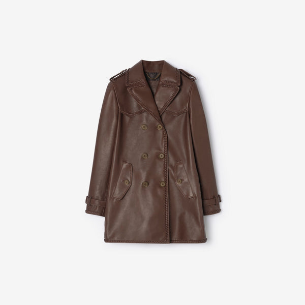 Short Fringed Leather Trench Coat