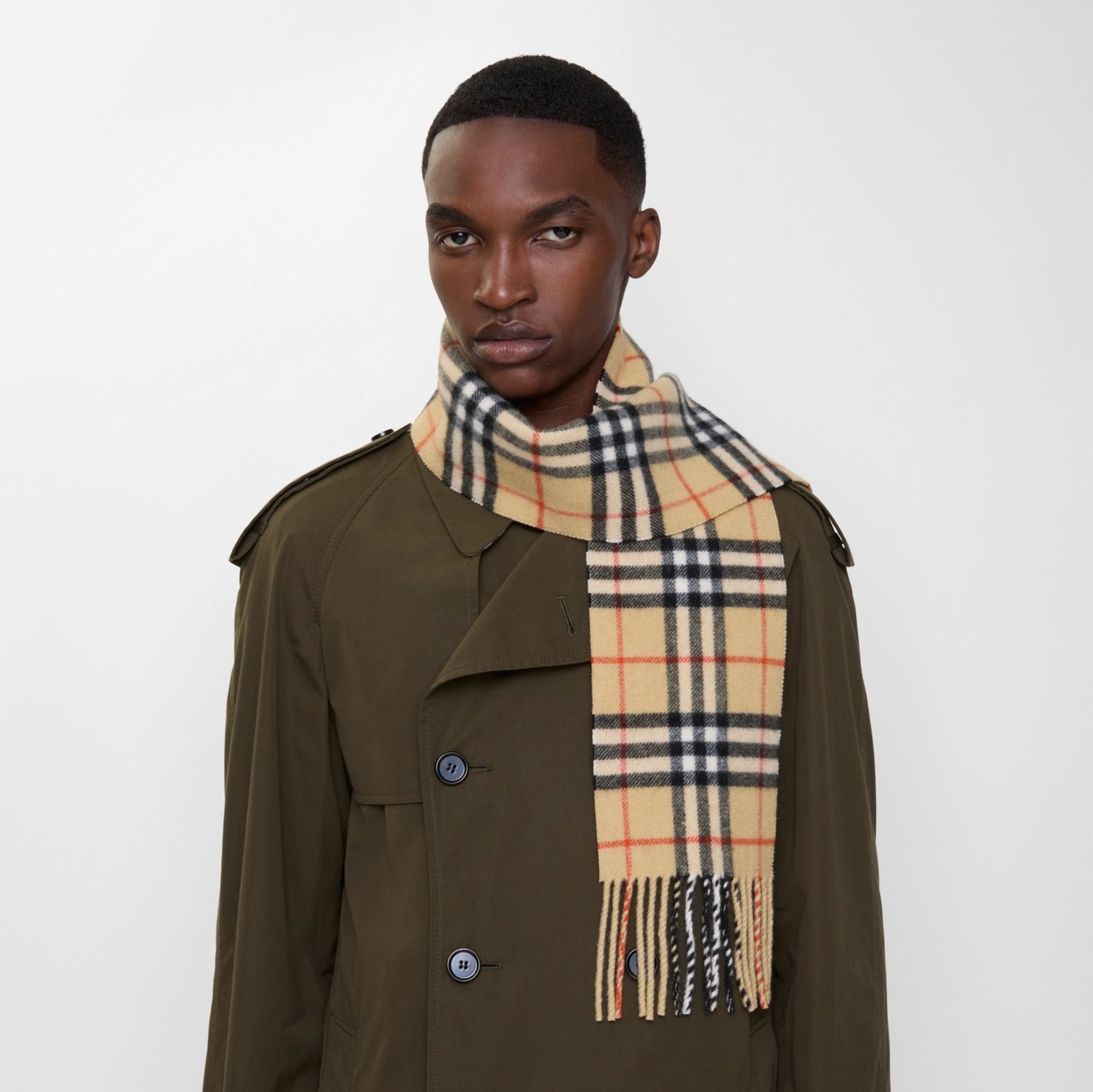 Narrow Check Cashmere Scarf