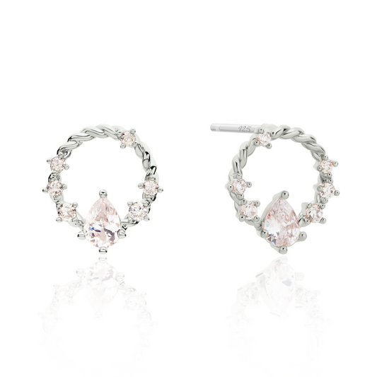 Cubic circle rope earrings-1