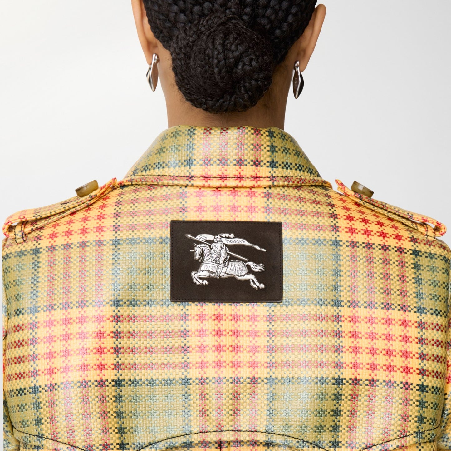 Short Check Coated Raffia-effect Summerside Trench Coat