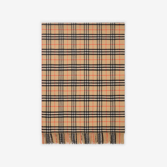 Check Wool Cashmere Blanket