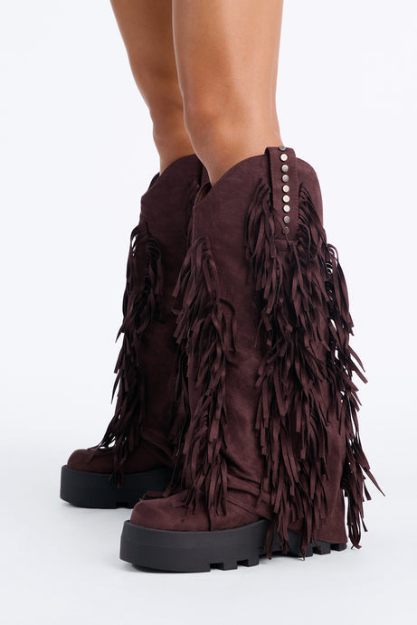 Ember Fringe Knee High Boots