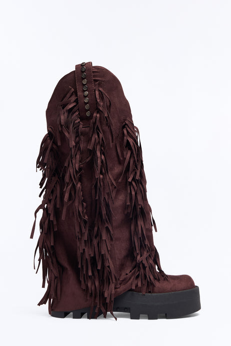 Ember Fringe Knee High Boots