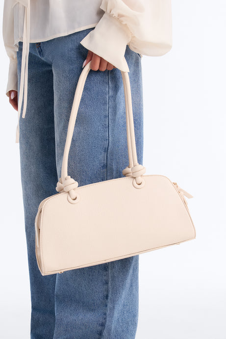 Loop Me In Faux Leather Shoulder Handbag - Cream