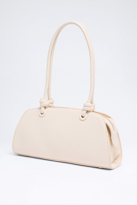 Loop Me In Faux Leather Shoulder Handbag - Cream