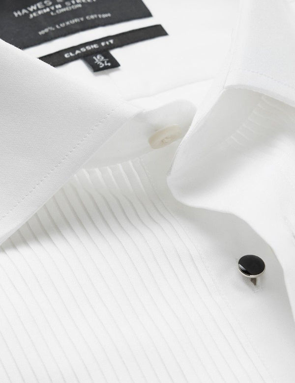 Classic Fit White Pleat Front Evening Shirt