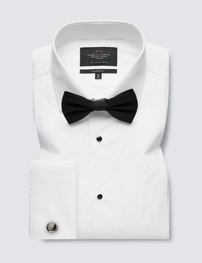 Classic Fit White Pleat Front Evening Shirt