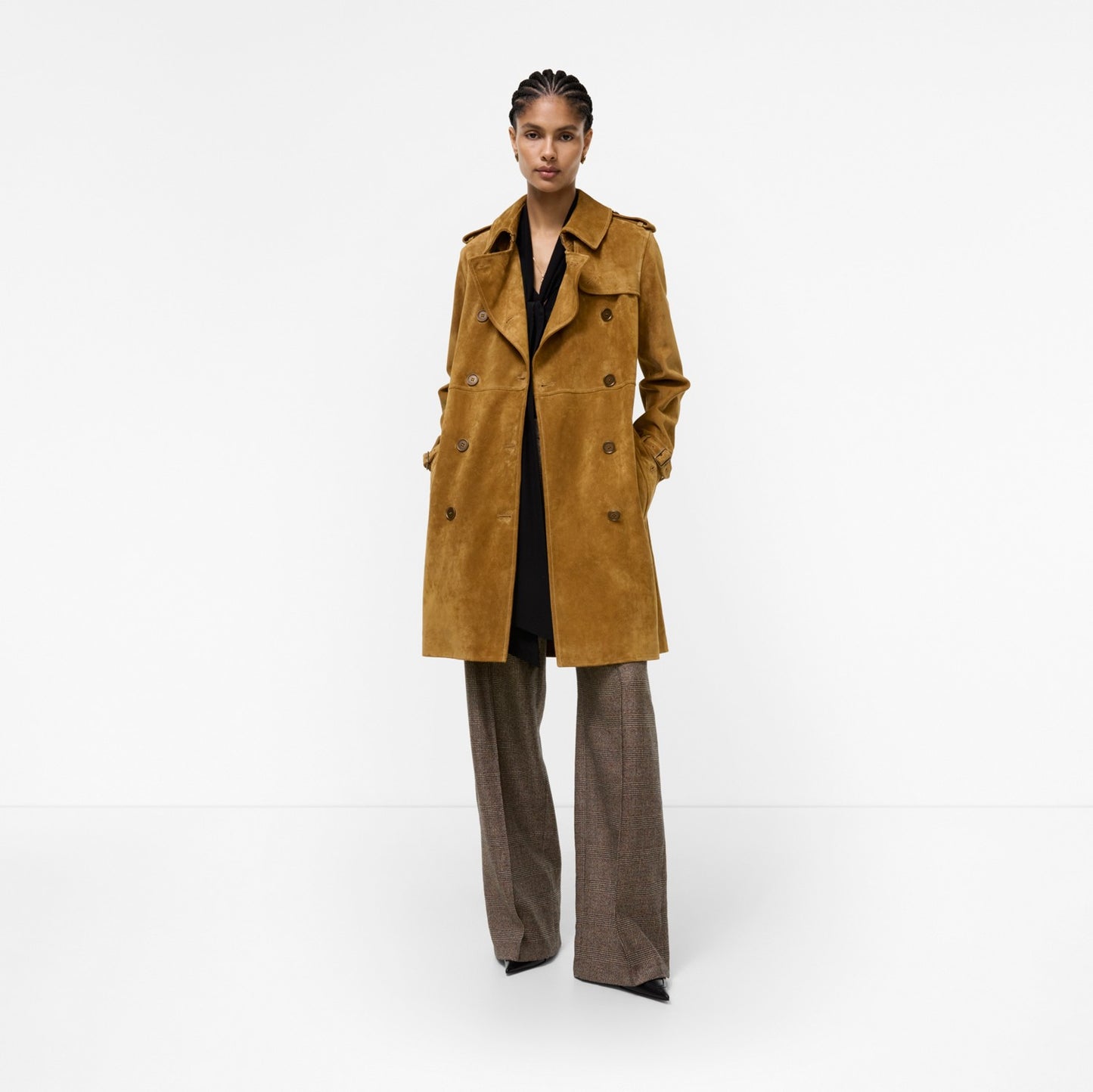 Mid-length Suede Kensington Trench Coat