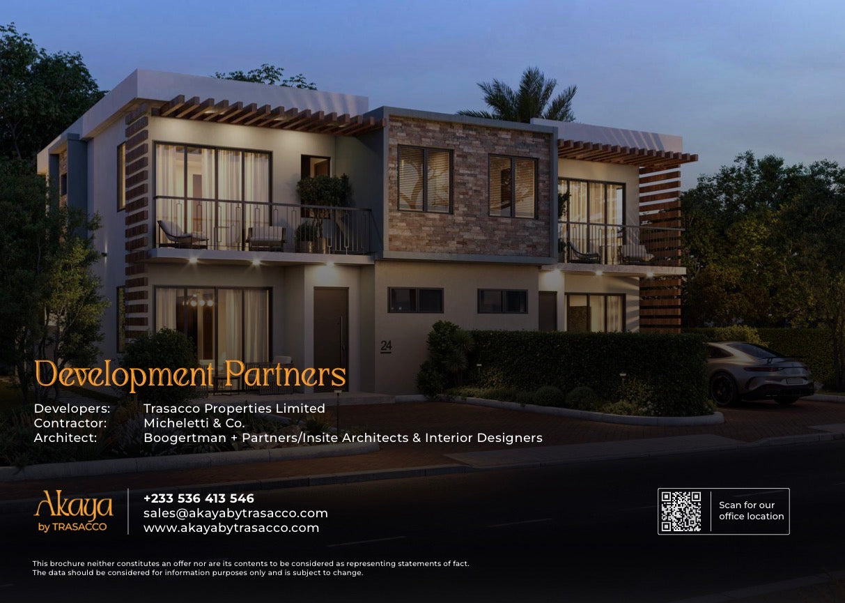 Akaya and Trassaco Park— Studio-1-2-3-4 Bedroom Modern Homes —Essential Amenities in Accra Ghana