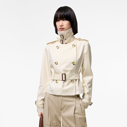 Cropped Tropical Gabardine Trench Jacket