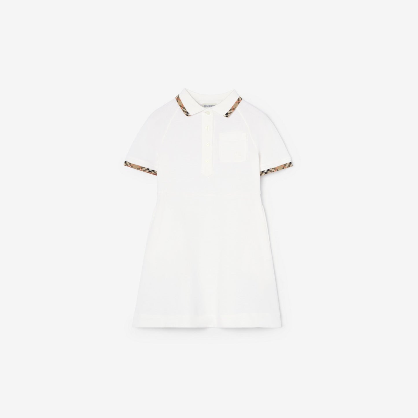 Check Trim Cotton Polo Shirt Dress